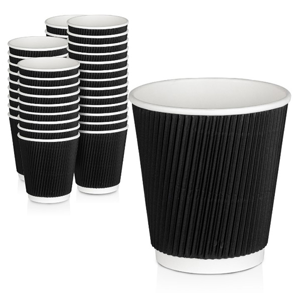 12oz Black Ripple Wall Cup - 25x Per Pack