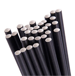 Paper Straws Black - 6mm x 200mm - 250x Per Pack