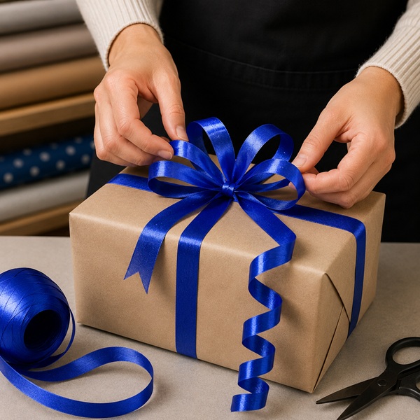 Curling Ribbon Blue Glossy - 7mm x 10m  - 1x Roll Per Pack