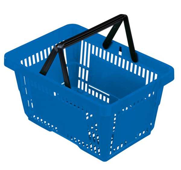 Blue Plastic Shopping Basket - 28Litre - 1x Per Pack