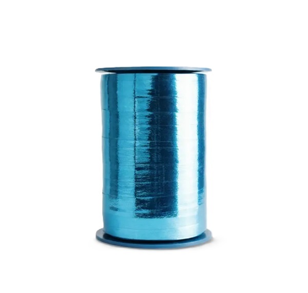 Curling Ribbon Turquoise Blue Metallic Glossy - 10mm x 250m  - 1x Roll Per Pack