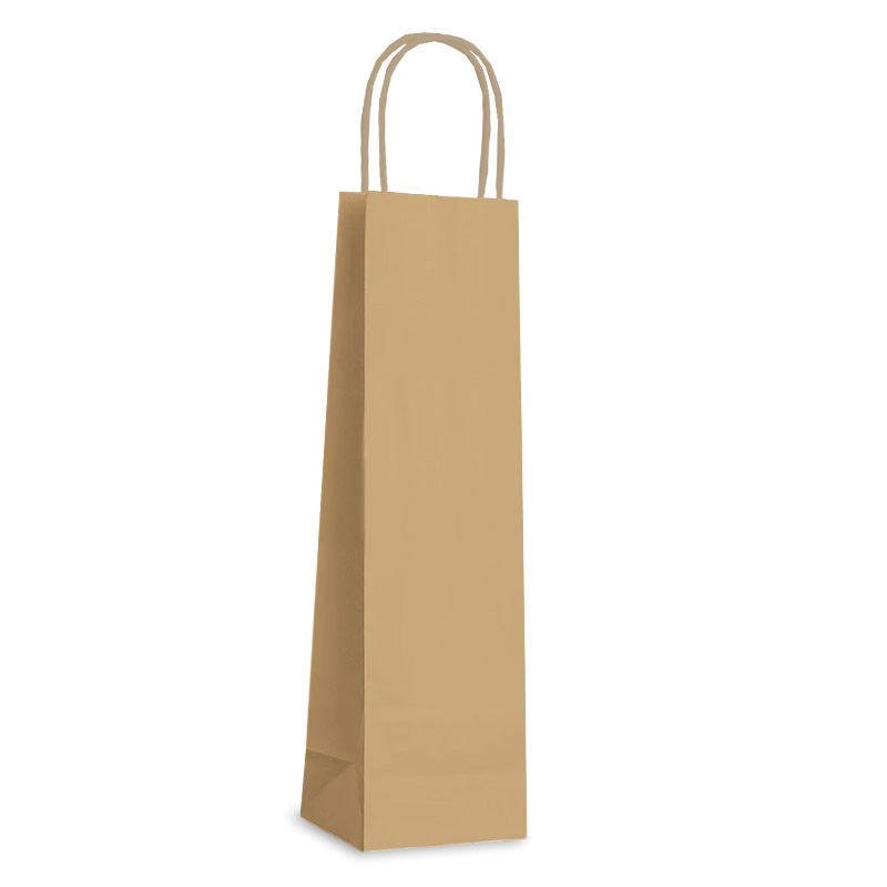 Luxury Bottle Bag with Twisted Handles - Kraft Brown - 50x Per Pack