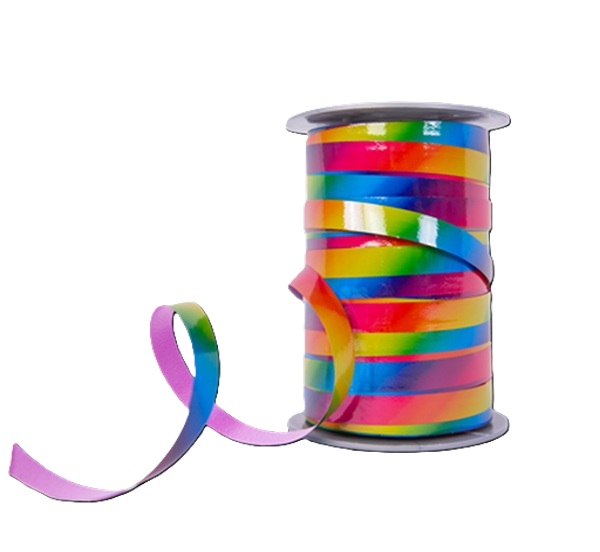 Curling Ribbon Rainbow Glossy - 10mm x 200m  - 1x Roll Per Pack