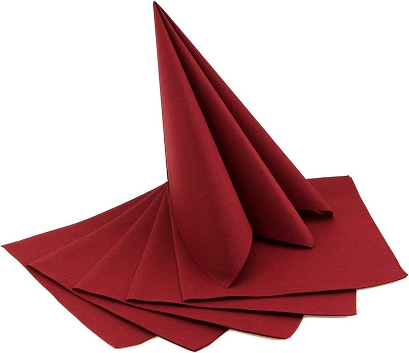 Dinner Napkins Bordeaux  - 2Ply 40x40cm 4x Fold - 100x Per Pack