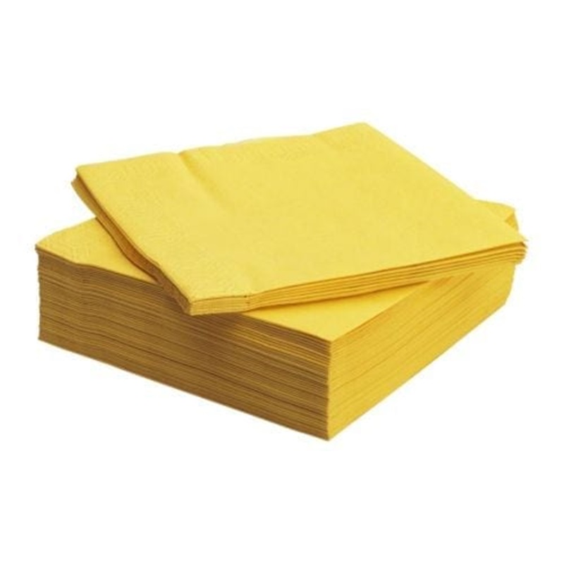 Dinner Napkins Yellow - 2Ply 40x40cm 4x Fold - 100x Per Pack