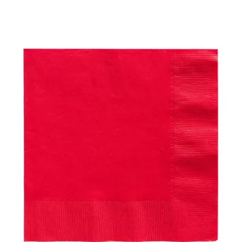 Dinner Napkins Red - 2Ply 40x40cm 4x Fold - 100x Per Pack