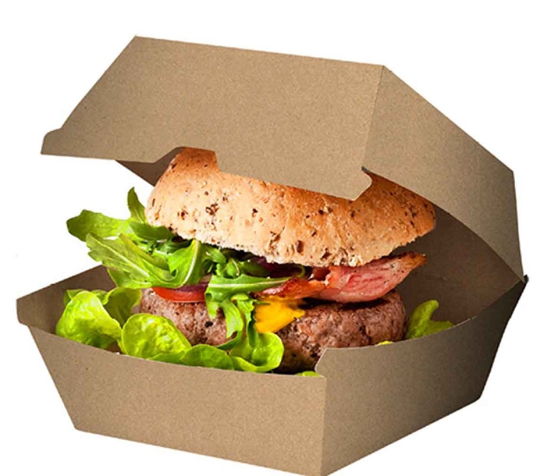 Kraft Burger Boxes - PE Coated X-Large 5" - 100x Per Pack