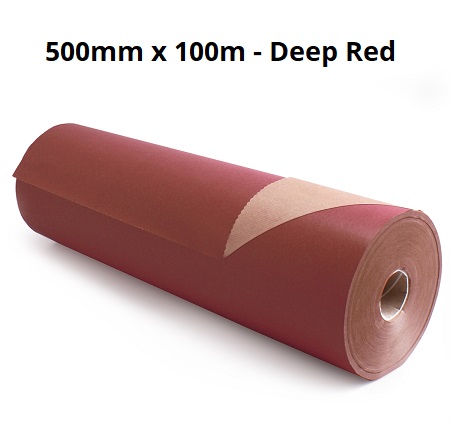 Burgundy Pure Ribbed Kraft Rolls - 500mm x 100m 65gsm - 1x Roll Per Pack