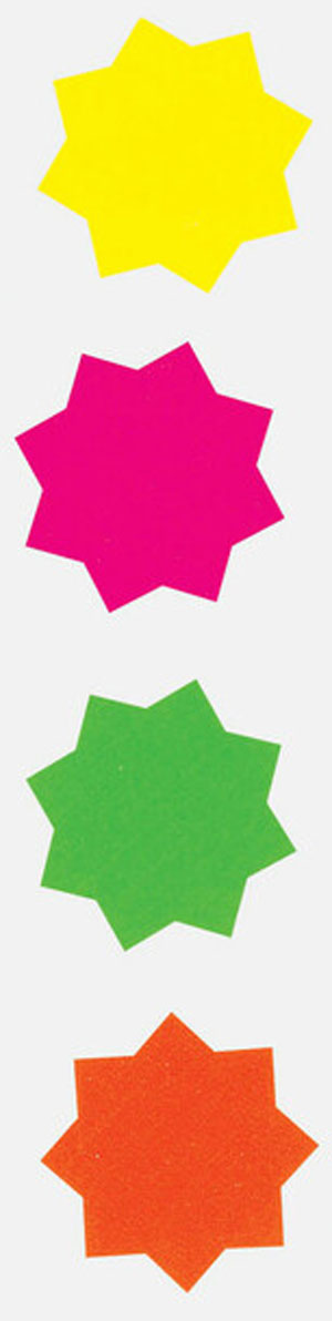 Fluorescent Shaped Stars - 100mm - Pack of 30