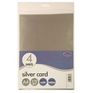 A4 Silver Card Paper 270gsm - 4 Sheets Per Pack