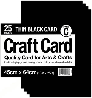 Thin Black Craft Cards 450mm x 640mm - 25 Per Pack