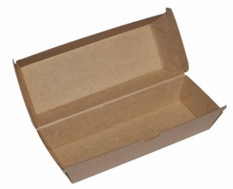 Cardboard Meal Box with Lid - 245mm x 100mm x 85mm - 50x Per Pack