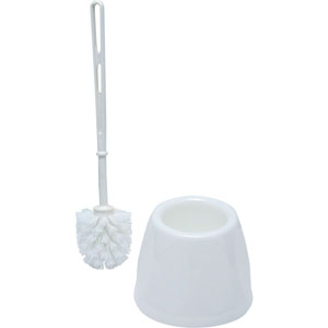 Plastic Toilet Brush Set White - 1x Per Pack