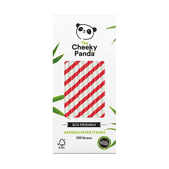 Bamboo Straws Red & White - 6mm x 200mm - 250x Per Pack