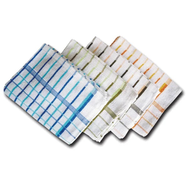 Premium Tea Towel Terry Check 460mm x 710mm - 10x Per Pack