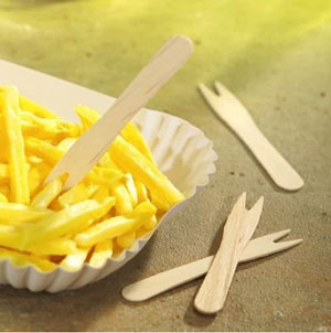 Wooden Chip Fork Biodegradable - 100x Per Pack