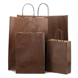 Luxury Chocolate Paper Bags - Wide Large Twist Handle - 50x Per Pack