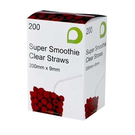 PP Straws Clear Smoothie in Dispenser - 9mm x 200mm - 200x Per Pack