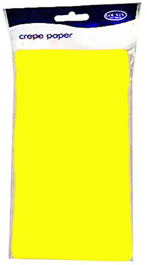 Yellow Crepe Paper - 1.5m X 50cm - 12 Sheets Per Pack