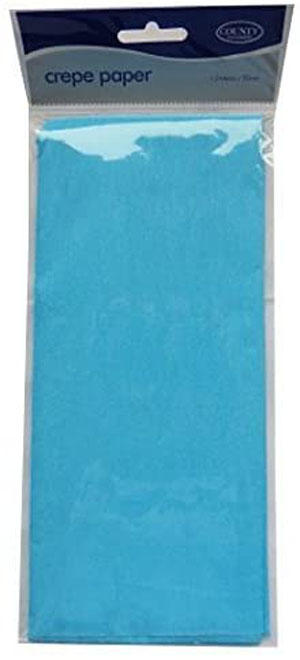 Turquoise Crepe Paper - 1.5m X 50cm - 12 Sheets Per Pack