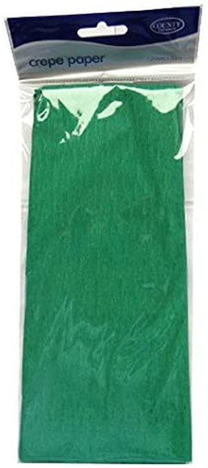Dark Green Crepe Paper - 1.5m X 50cm - 12 Sheets Per Pack