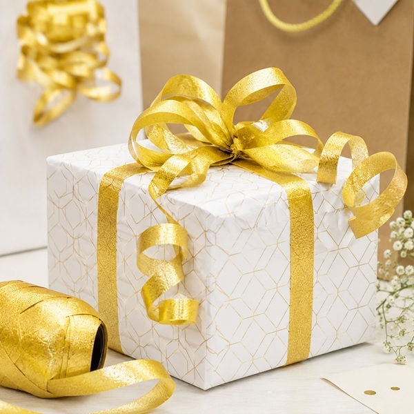 Curling Ribbon Gold Glossy - 7mm x 10m  - 1x Roll Per Pack