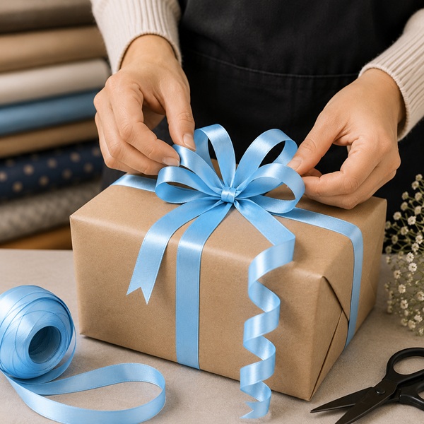 Curling Ribbon Light Blue Glossy - 7mm x 10m  - 1x Roll Per Pack