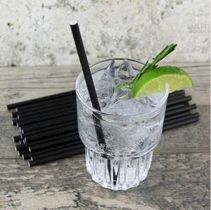 Paper Cocktail Straws Black - 6mm x 140mm - 250x Per Pack