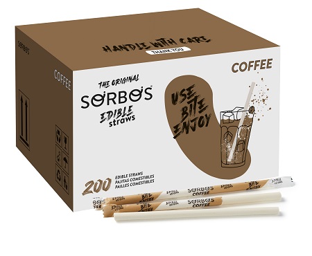 Sorbos Edible Straws Coffee - 8mm x 195mm - 200x Per Pack