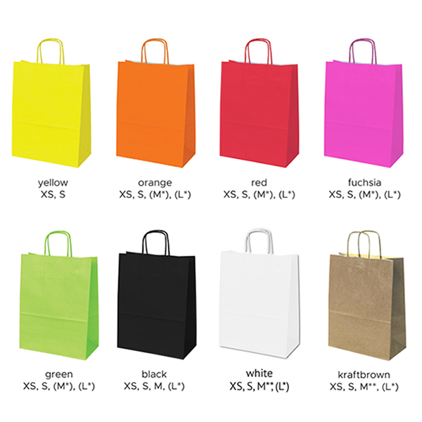 Luxury Yellow Paper Bags - Small Twist Handle - 50x Per Pack