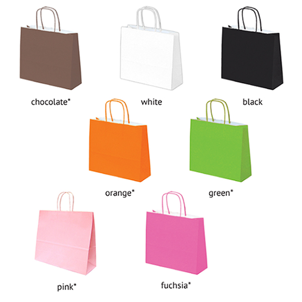 Luxury Chocolate Paper Bags - Wide Large Twist Handle - 50x Per Pack