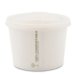 8oz White Compostable Soup Container - 50 Per Pack