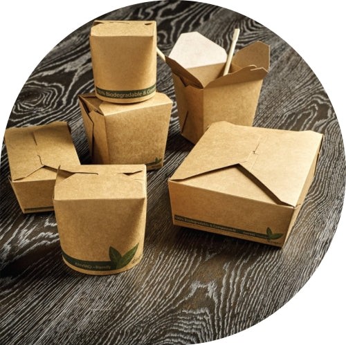 26oz Kraft Compostable Noodle Box - Round Bottom - 50x Per Pack