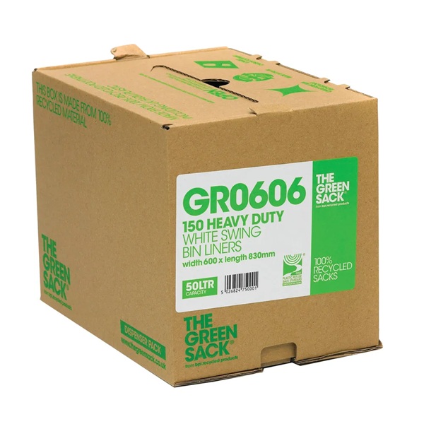 The Green Sack - Swing Bin liner Bags - Heavy Duty 50L - 150 Per Box