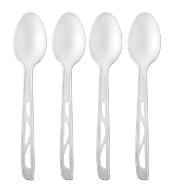 White Compostable Dessert Spoon - 100 Per Pack