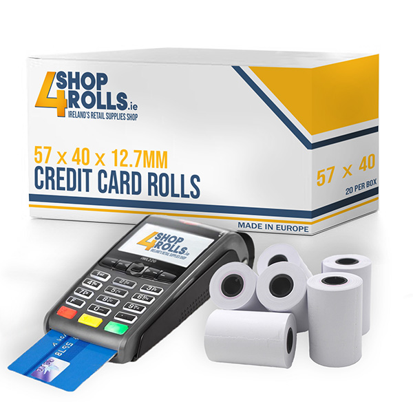 Credit Card Rolls 57mm x 40mm - 20 Rolls Per Box Credit Card Rolls 57mm x 40mm - 20 Rolls Per Box