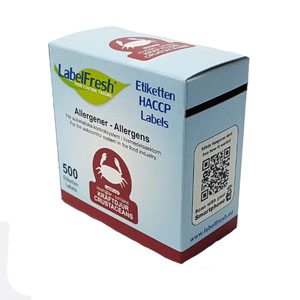 Allergy Food Label Crustaceans - 30mm x 30mm - 500 Labels Per Pack