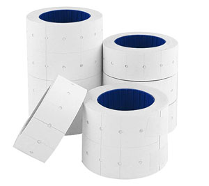 Price Labels Single Line - 21mm x 12mm Permanent White - 10x Rolls