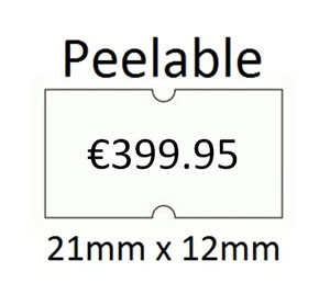 Price Gun Labels Single Line - 21mm x 12mm Peelable White - 10x Rolls