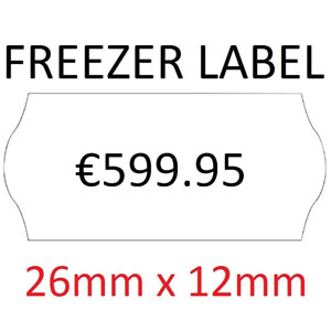 Price Gun Labels Single Line - 26mm x 12mm Freezer White - 10x Rolls