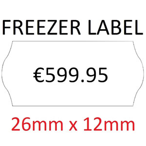 Price Labels Single Line - 26mm x 12mm Freezer White - 10x Rolls