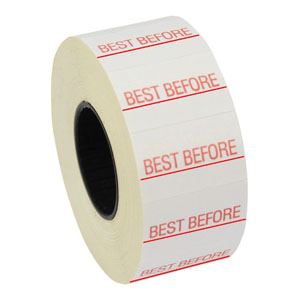 Price Gun Labels Double Line - 26mm x 16mm Best/Before - 10 Rolls