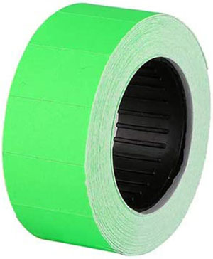 Price Gun Labels Double Line - 26mm x 16mm Fluorescent Green -10 Rolls