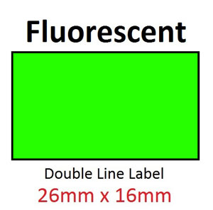 Price Labels Double Line - 26mm x 16mm Fluorescent Green -10 Rolls