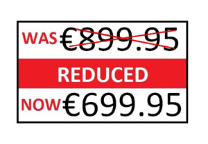 Price Gun Labels Double Line - 26mm x 16mm Was/Now - 10 Rolls