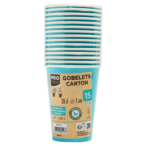 200ml Turquoise Paper Cups  - 15x Per Pack