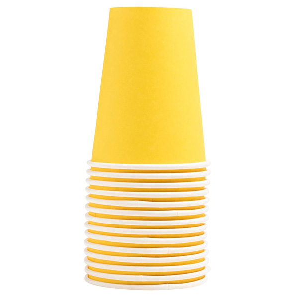 Party Paper Cups Yellow 200ml - 15x Per Pack