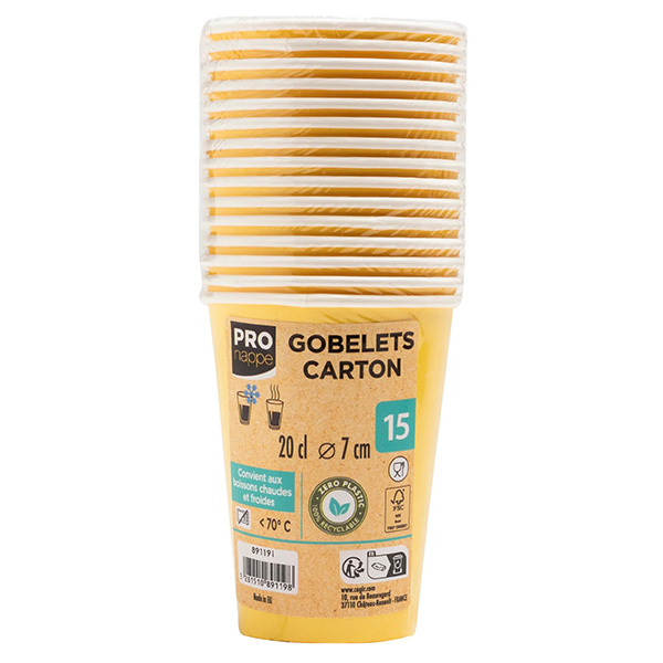 200ml Yellow Paper Cups  - 15x Per Pack
