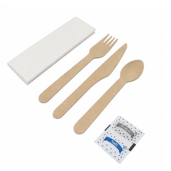 6 In 1 Wooden Cutlery Set - 50x Sets Per Pack