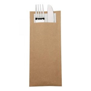 Lunch Napkin White - 2Ply 33x33cm Kraft Pocket - 500x Per Pack